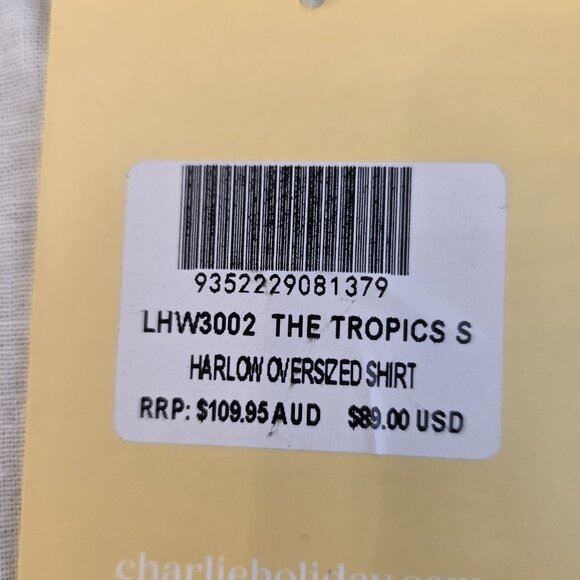 🔴 Charlie Holiday Shirt Linen Blend Womens Small Green Casual Oversized Floral - Picture 11 of 16